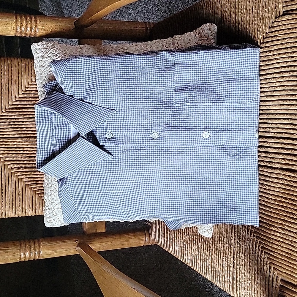 Ermenegildo Zegna, gray plaid button-down, size 40, 15 3/4